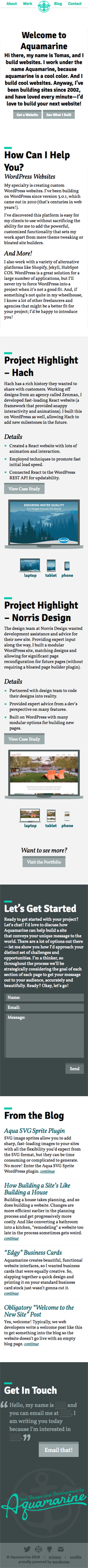 Screenshot of the Aquamarine website